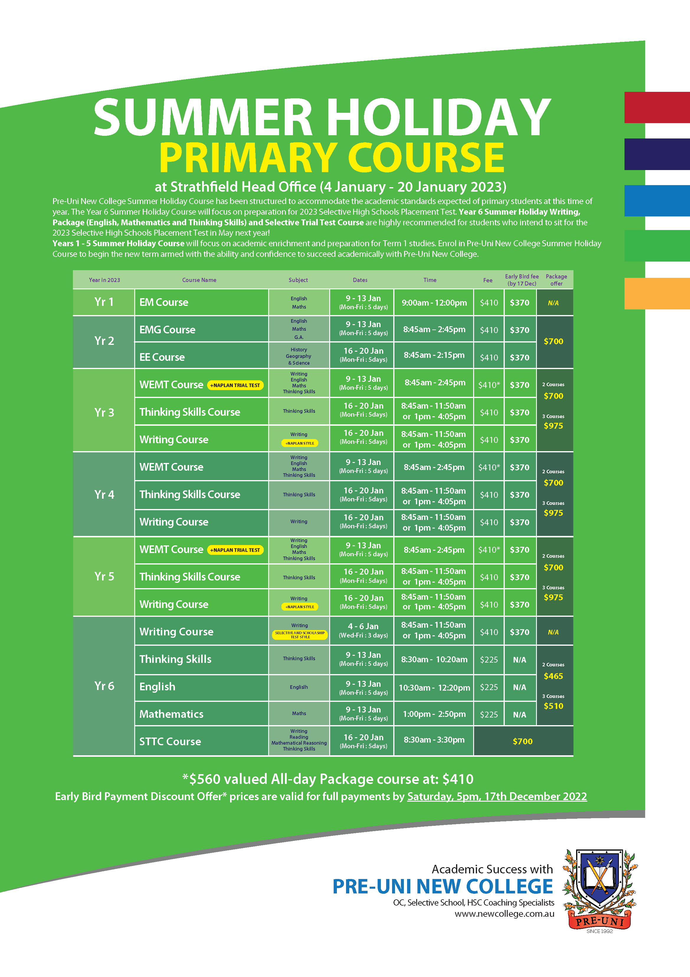 Holiday Courses